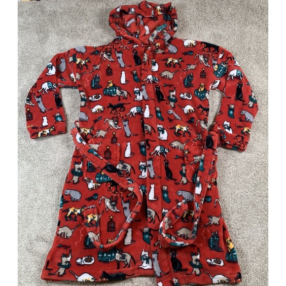 Vera Bradley Other - Vera Bradley Women's Hooded Robe S /M Red Cats Kitten Meow Cat Lady Fuzzy Fleece